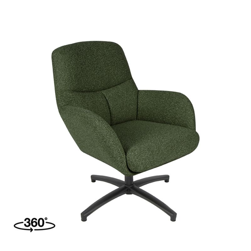 Draaifauteuil Chill Zone 68x73x90 cm Forest Royal Boucle | Zwart Metaal