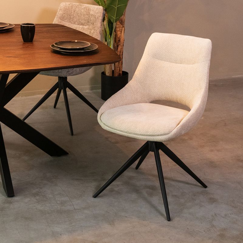 Eetkamerstoel Marlow 48x63x86 cm Naturel Elite | Zwart Metaal