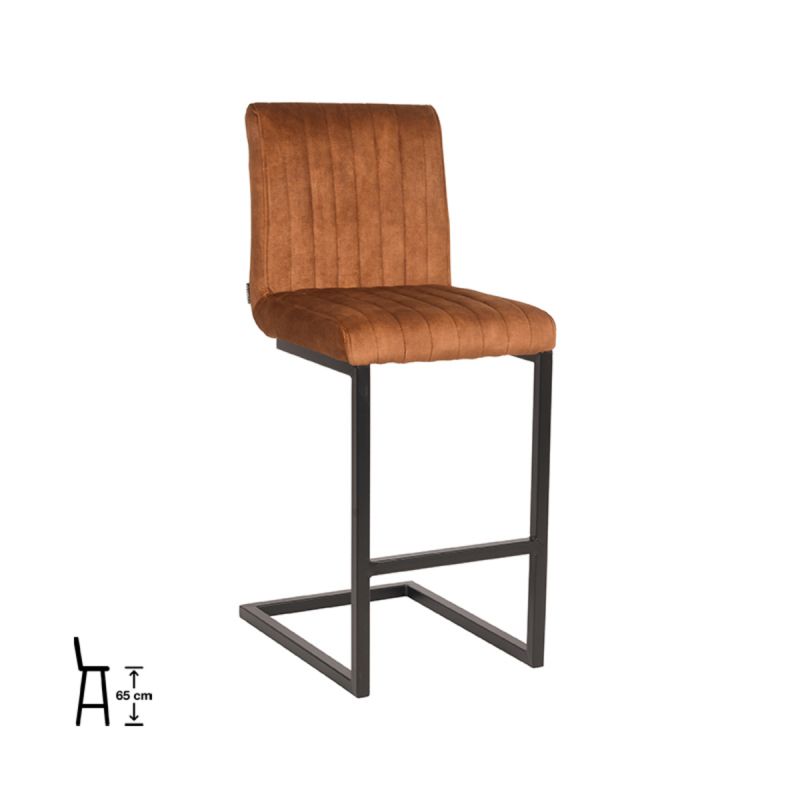 Barkruk Milo 41x53x100 cm Oker Velours | Zwart Metaal