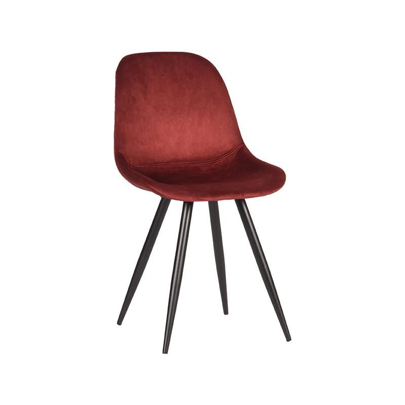 Eetkamerstoel Capri 46x56x88 cm Bordeaux Fluweel | Zwart Metaal