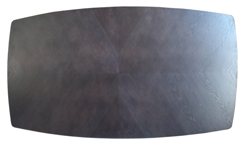 Facetrand tafel – Fineerlaag met visgraatmotief – curved zwart glad