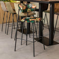 Barkruk Ferry 46x52x107 cm Printed Flamingo Fluweel | Zwart Metaal