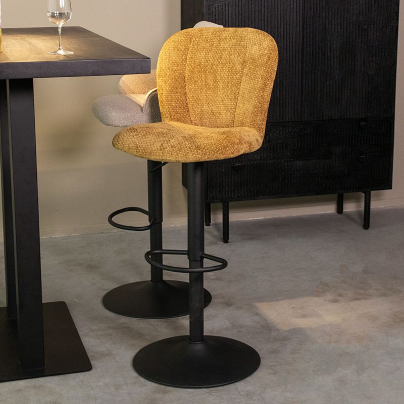 Barkruk Vino 45x53x95 cm Mustard Elite | Zwart Metaal
