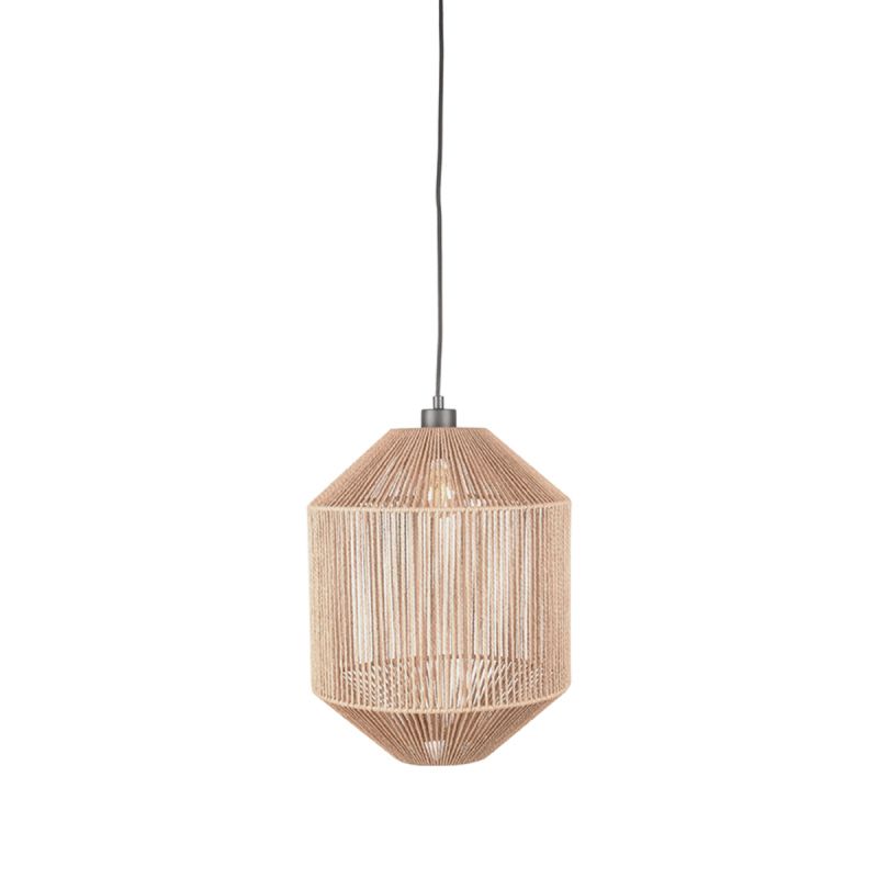 Hanglamp Ibiza Cilinder 1-Lichts 33x33x162 cm Naturel Jute | Zwart Metaal