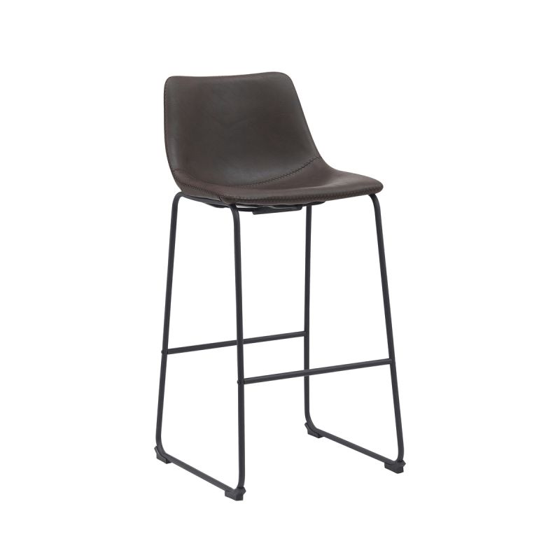 Barkruk Risto 47x56x102 cm Donkerbruin Kunstleder | Zwart Metaal