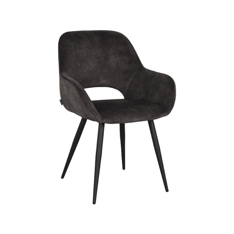 Eetkamerstoel Fer 58x57x87 cm Antraciet Velours | Zwart Metaal