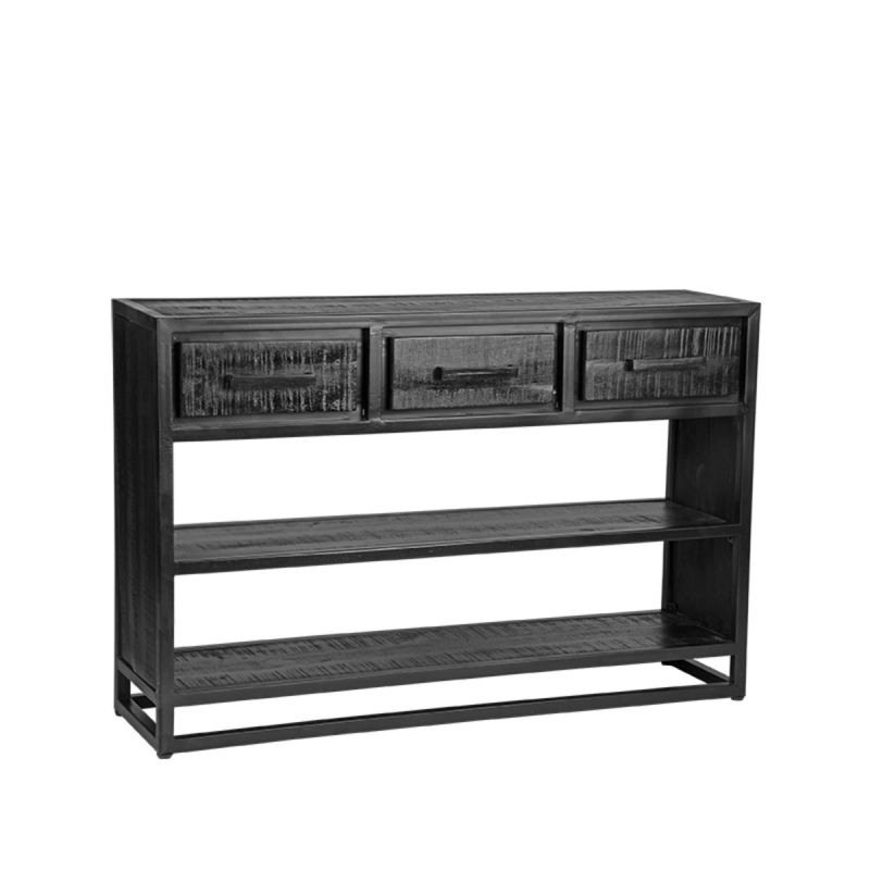 Sidetable Chili 115x30x75 cm Zwart Mangohout | Zwart Metaal