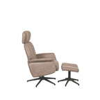 Relaxfauteuil Verdal + Hocker 77x79x109 cm Taupe Micro Suede | Zwart Metaal