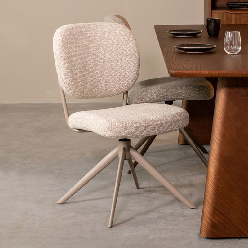 Eetkamerstoel Geneva 49x63x90 cm Naturel Royal Boucle | Taupe Metaal