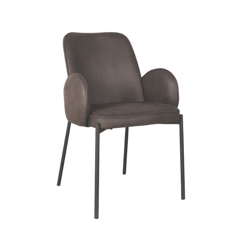 Eetkamerstoel Jari 55x60x86 cm Antraciet Microvezel | Zwart Metaal