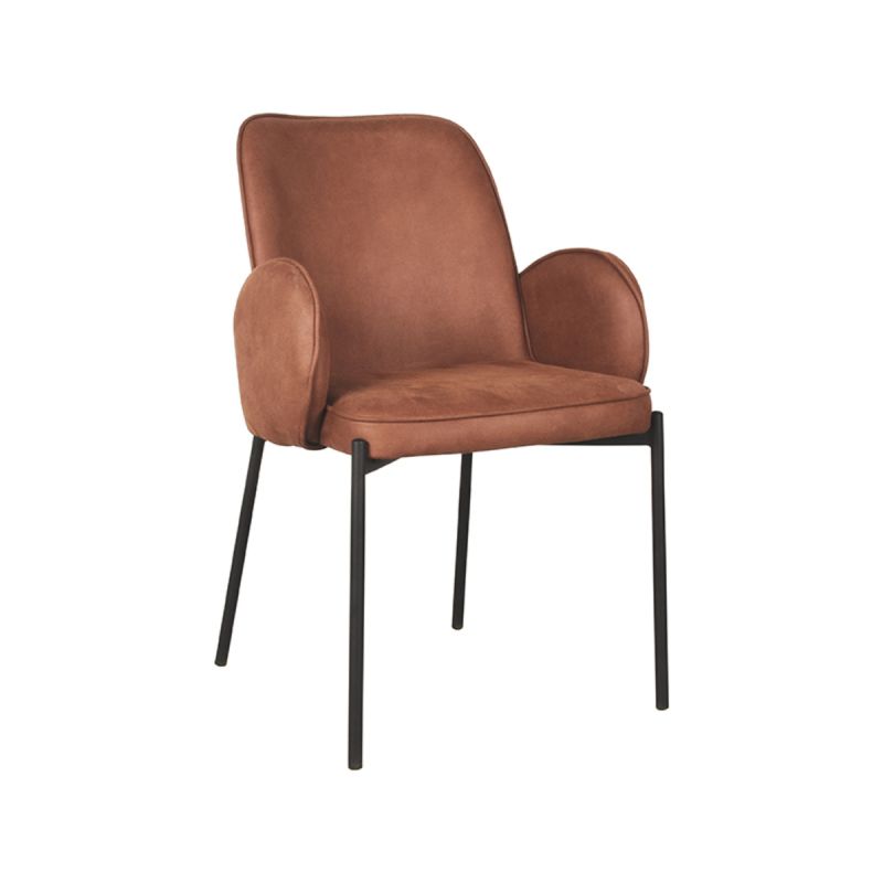 Eetkamerstoel Jari 55x60x86 cm Cognac Microvezel | Zwart Metaal