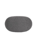 Poef Gebreid 70x70x35 cm| L Donkergrijs Katoen