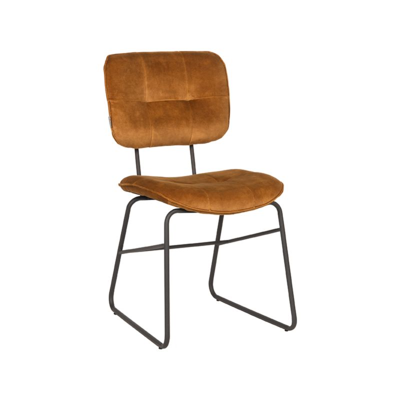Eetkamerstoel Dez 49x60x87 cm Oker Velours | Zwart Metaal