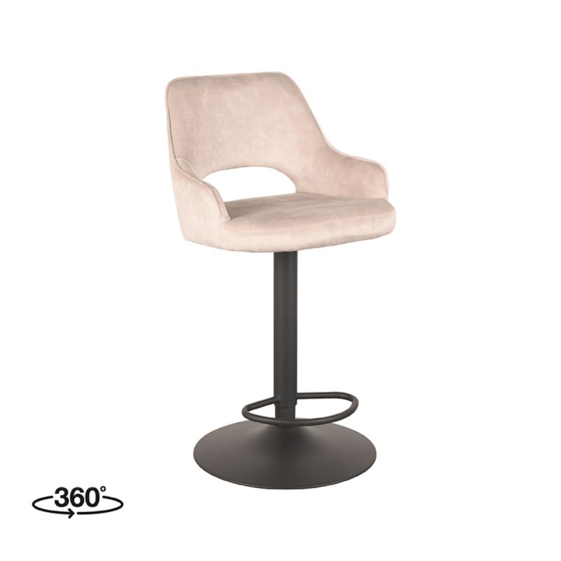 Barkruk Fer 50x52x90-110 cm Naturel Velours | Zwart Metaal