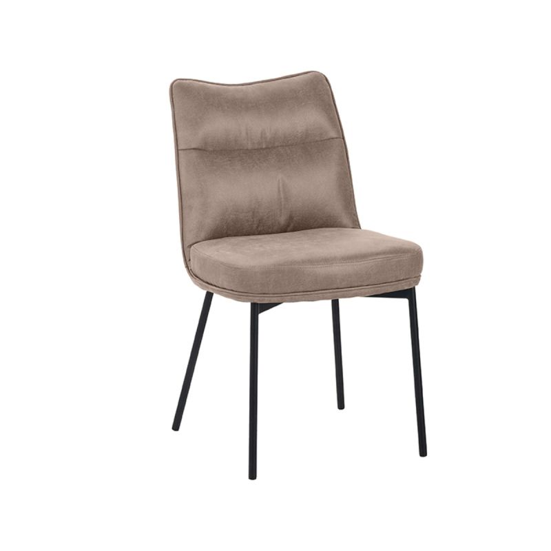 Eetkamerstoel Lennon 50x65x89 cm Taupe Micro Suede | Zwart Metaal