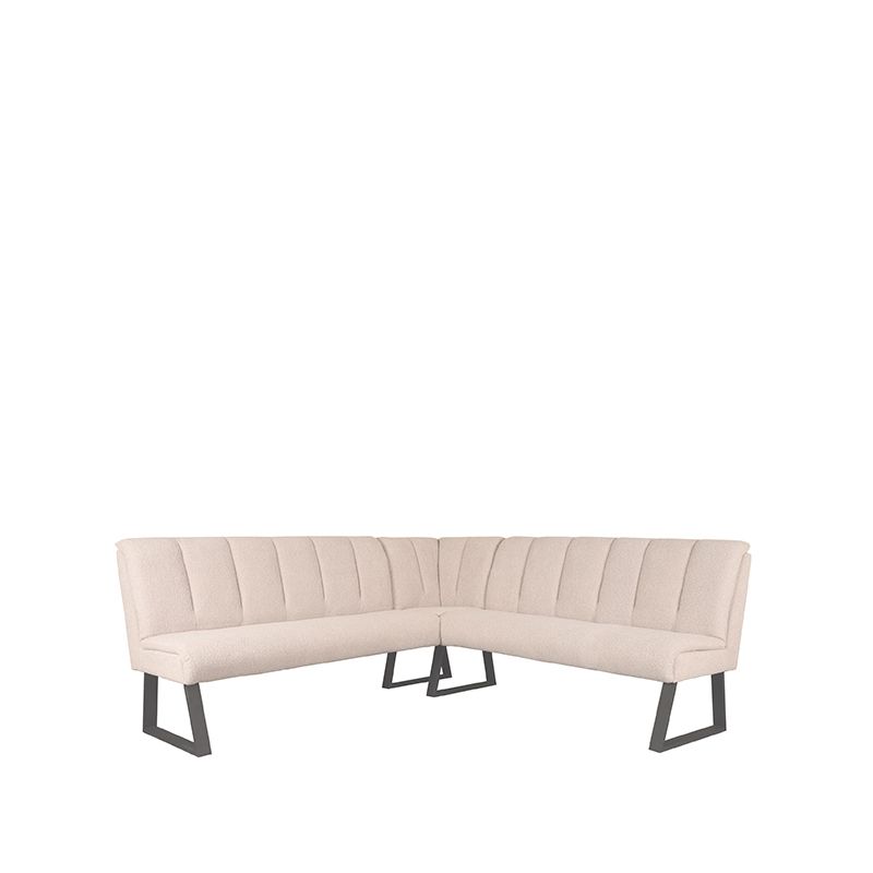 Eetkamerbank Modula 212x212x92 cm Naturel Boucle | Zwart Metaal