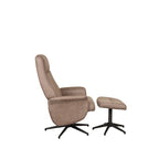 Relaxfauteuil Bergen + Hocker 77x76x105 cm Taupe Micro Suede | Zwart Metaal