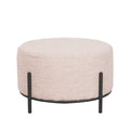 Poef Troy 58x58x35 cm| XL Naturel Boucle | Zwart Metaal