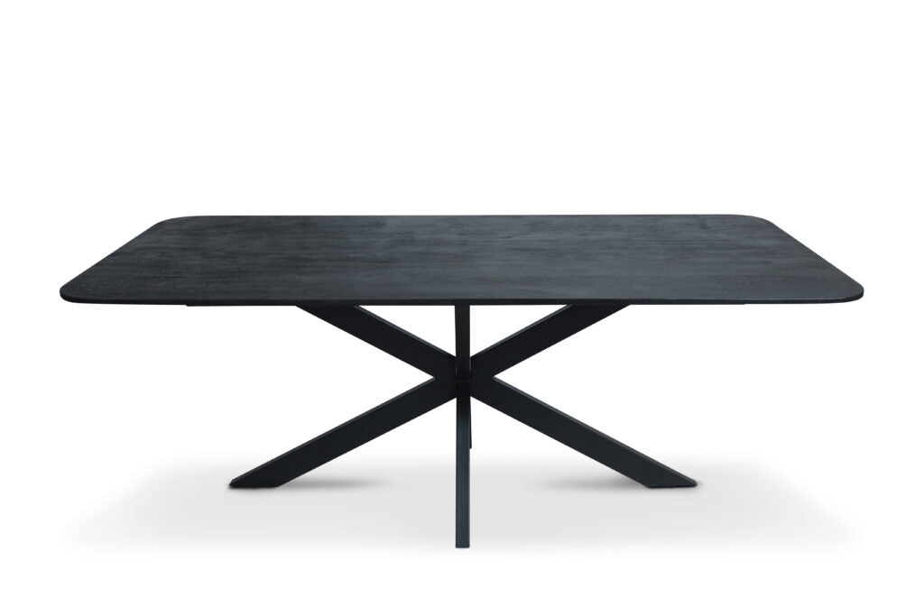 Mango tafels met facetrand – rechthoek afgerond zwart sandblasted