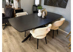 Facetrand tafel – Fineerlaag met visgraatmotief – curved zwart glad