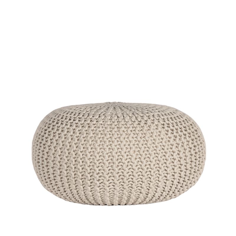 Poef Gebreid 70x70x35 cm| L Naturel Katoen