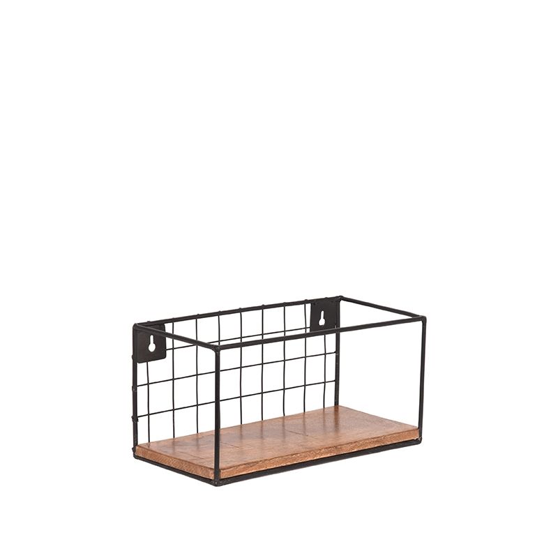 Wandrek Firm 30x15x15 cm Rough Mangohout | Zwart Metaal