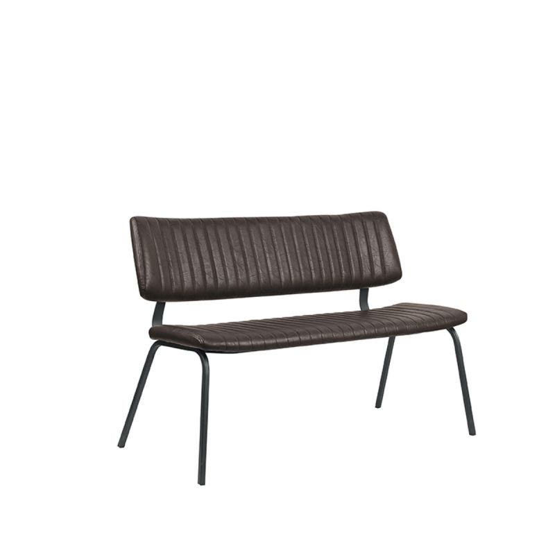 Eetkamerbank Gusto 120x63x81 cm Donkerbruin Kunstleder | Zwart Metaal