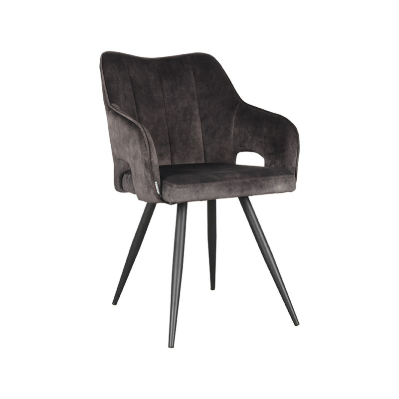 Eetkamerstoel Noud 55x60x87 cm Antraciet Velours | Zwart Metaal