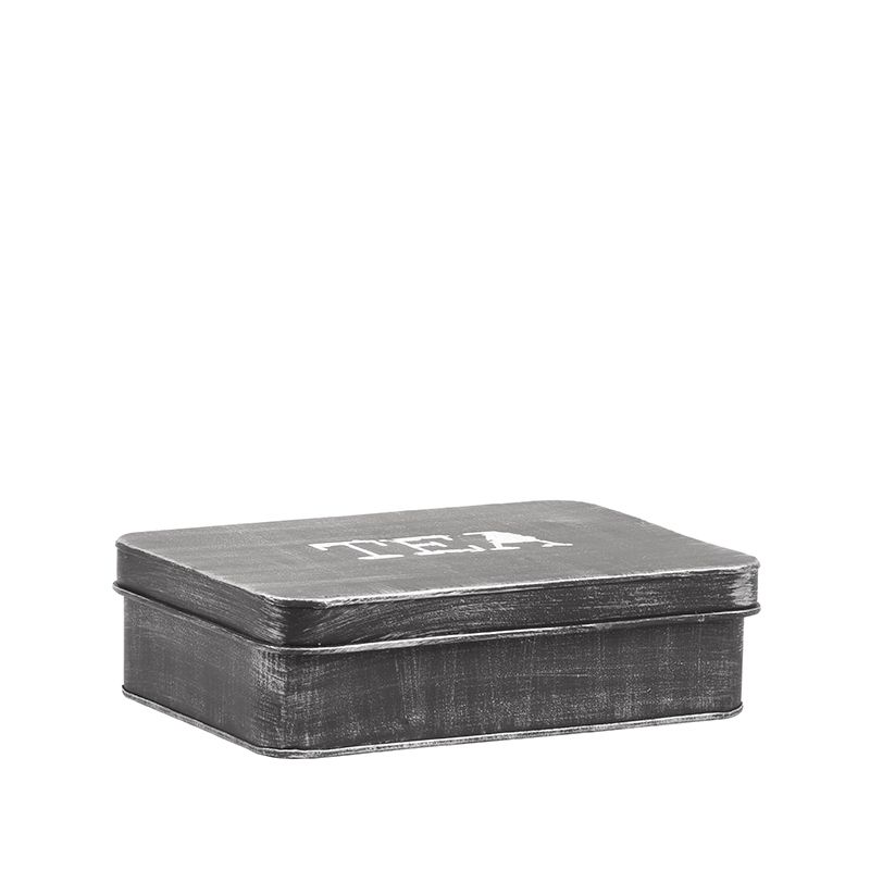 Theedoos 27x19x8 cm Antiek Zwart Metaal
