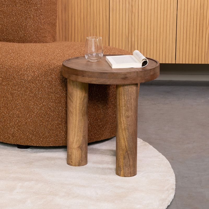 Bijzettafel Elly 42x42x46 cm Nature Smooth Mangohout
