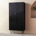 Hoge Kast Cotia 100x40x200 cm Zwart Mangohout | Zwart Metaal
