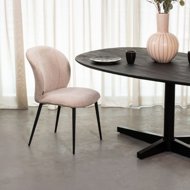 Eetkamerstoel Vino 49x62x85 cm Naturel Elite | Zwart Metaal