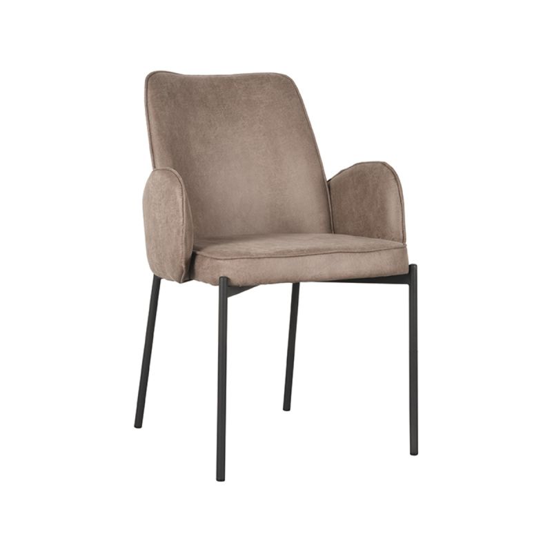Eetkamerstoel Joni 55x60x86 cm Taupe Micro Suede | Zwart Metaal