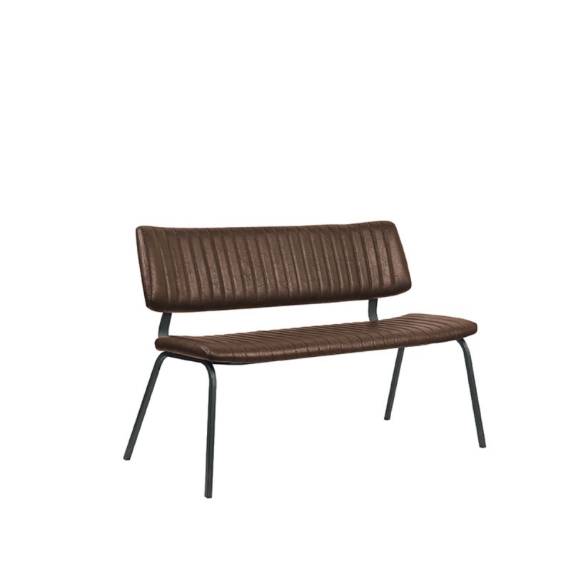 Eetkamerbank Gusto 120x63x81 cm Bruin Kunstleder | Zwart Metaal