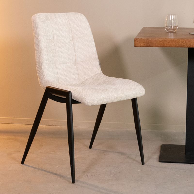 Eetkamerstoel Noor 51x41x84 cm Naturel Elite | Zwart Metaal