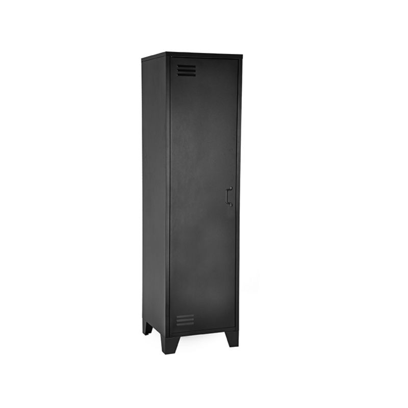 Hoge Kast Fence 1-Deurs 50x50x185 cm Zwart Metaal