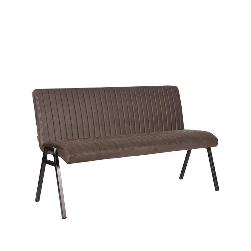 Eetkamerbank Matz 145x62x86 cm Antraciet Microvezel | Zwart Metaal