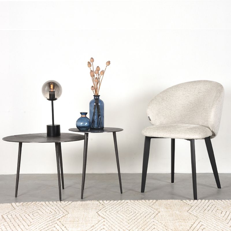 Eetkamerstoel Logan 57x62x84 cm Creme Elegance | Zwart Metaal