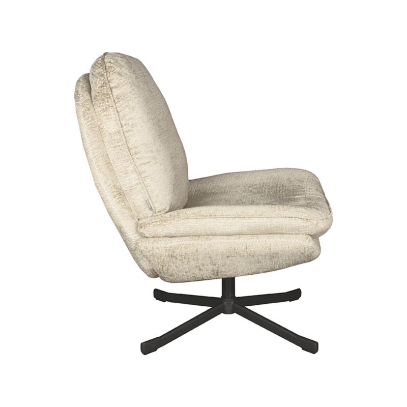 Draaifauteuil Noel 76x90x100 cm Beige Elegance | Zwart Metaal