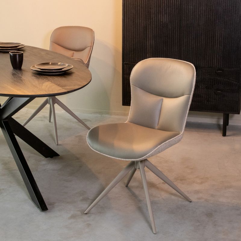 Eetkamerstoel Thorben 49x64x86 cm Forest Microvezel | Naturel Canyon | Taupe Metaal