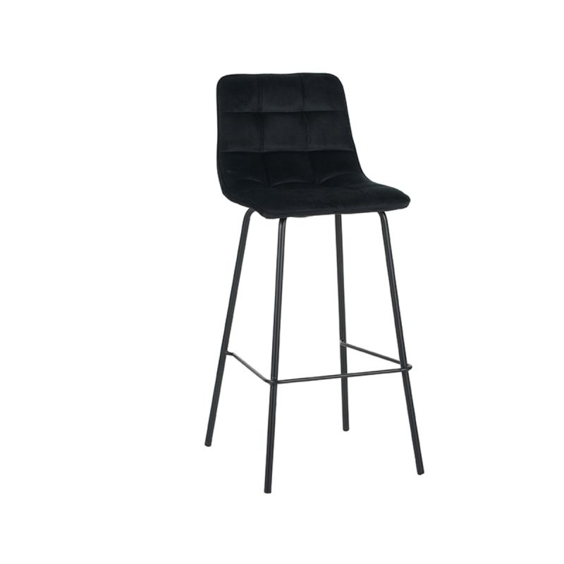 Barkruk Bistro 44x51x105 cm Zwart Fluweel | Zwart Metaal