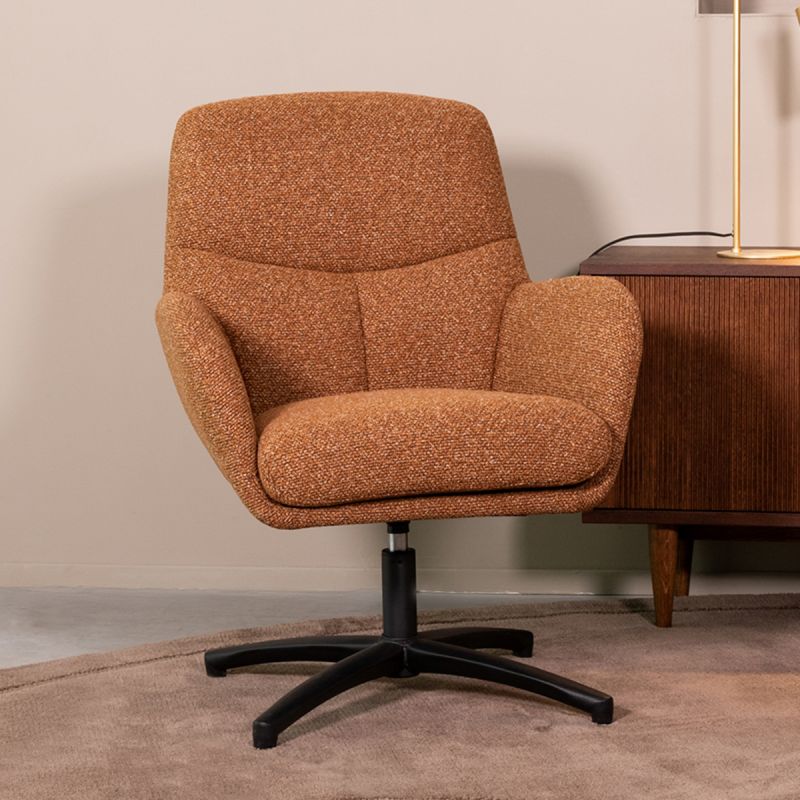 Draaifauteuil Chill Zone 68x73x90 cm Coral Royal Boucle | Zwart Metaal