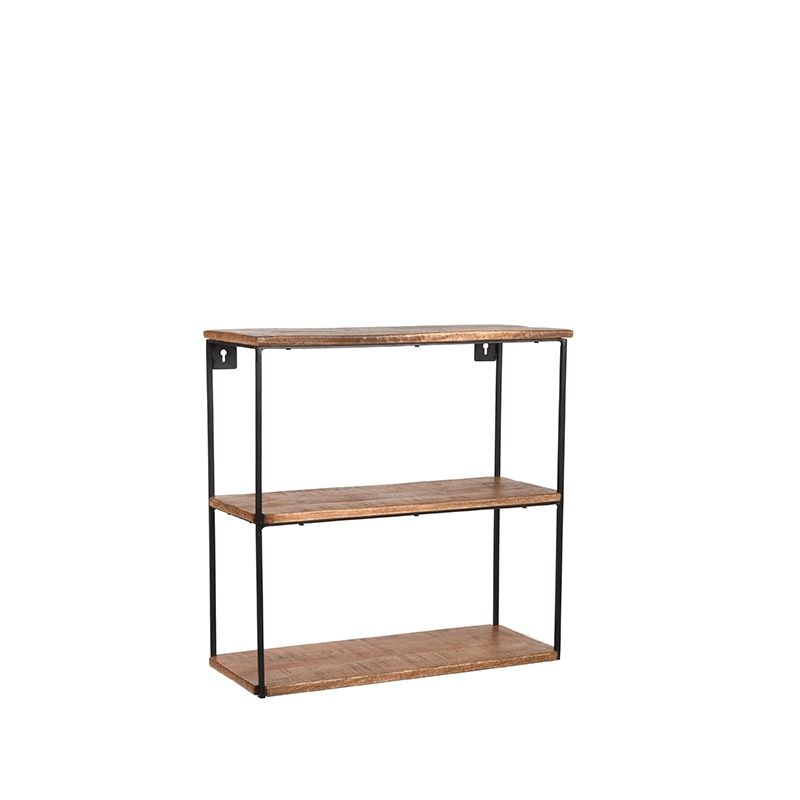 Wandrek Vintage 50x20x50 cm Rough Mangohout | Zwart Metaal