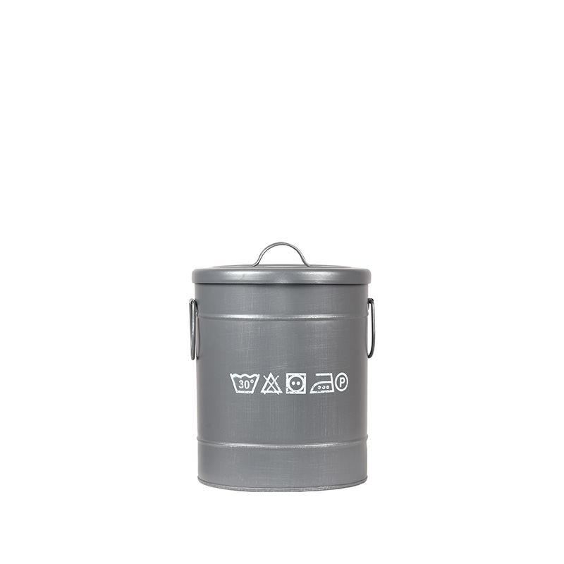 Wasmand 26x26x33 cm | S Antiek Grijs Metaal