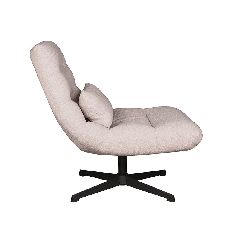 Draaifauteuil Nox 77x62x53 cm Naturel Boucle | Zwart Metaal