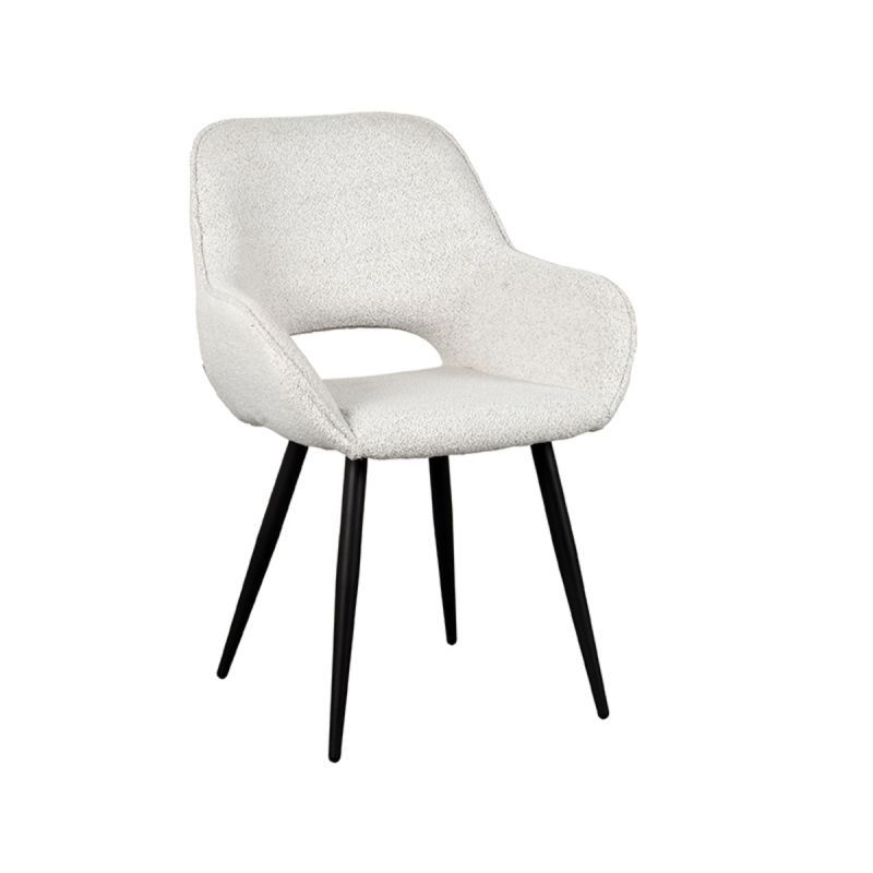 Eetkamerstoel Fer 58x57x87 cm Champagne Boucle | Zwart Metaal