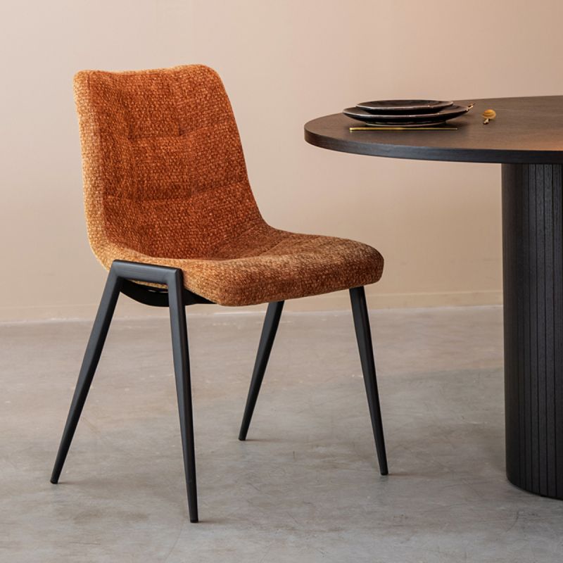 Eetkamerstoel Noor 51x41x84 cm Cognac Elite | Zwart Metaal