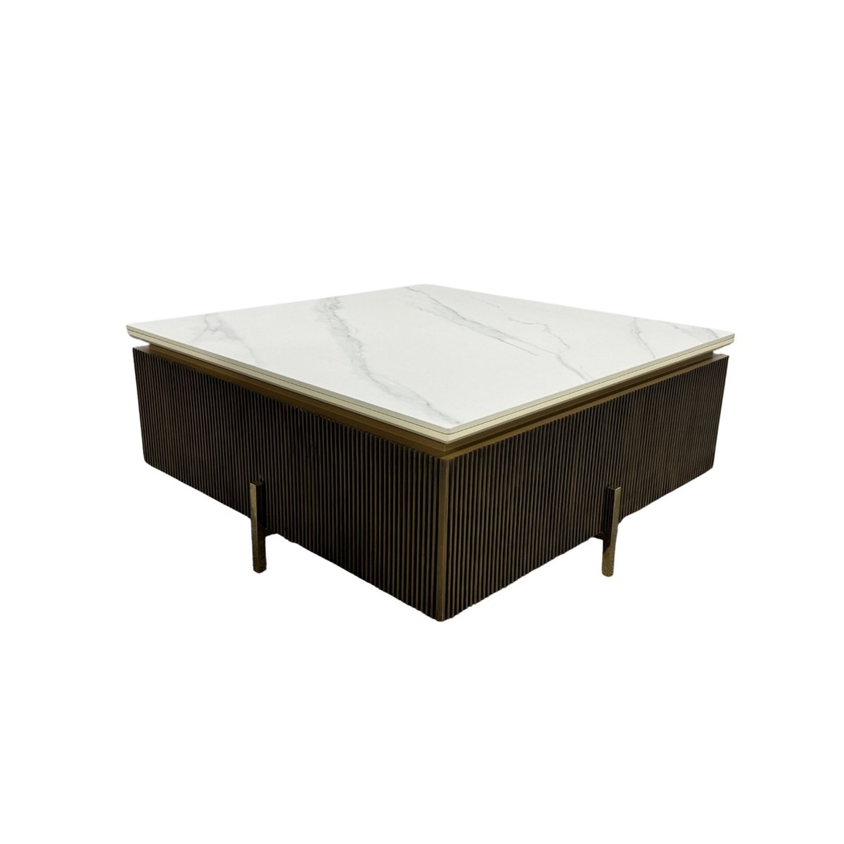 LORA CT 100X100 BLACK GOLD GOLD LEGS WHITE CERAMIC TOP