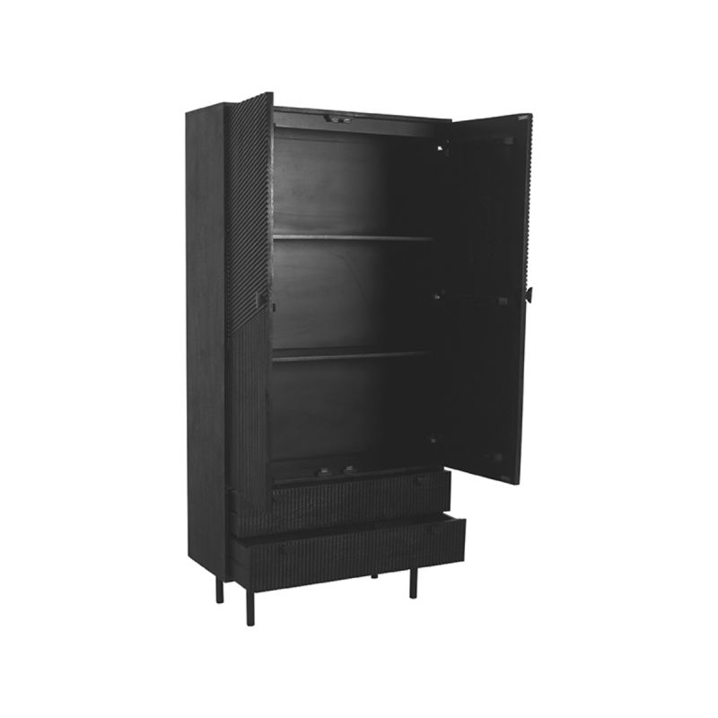 Hoge Kast Cotia 100x40x200 cm Zwart Mangohout | Zwart Metaal