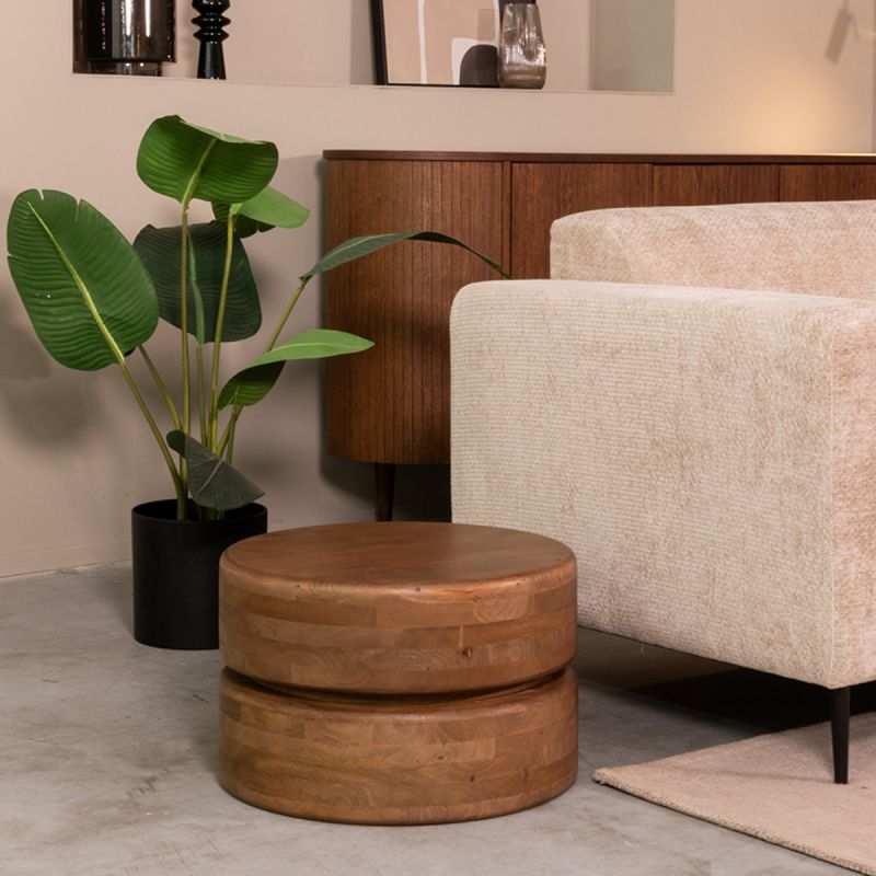 Salontafel Milly 50x50x31 cm Nature Smooth Mangohout